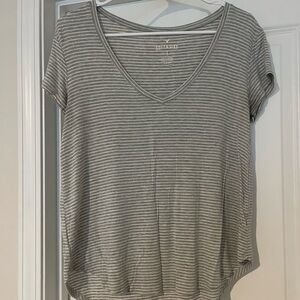 Grey and white striped AE shirt